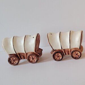 Vintage Covered Wagon Salt & Pepper Shaker Set